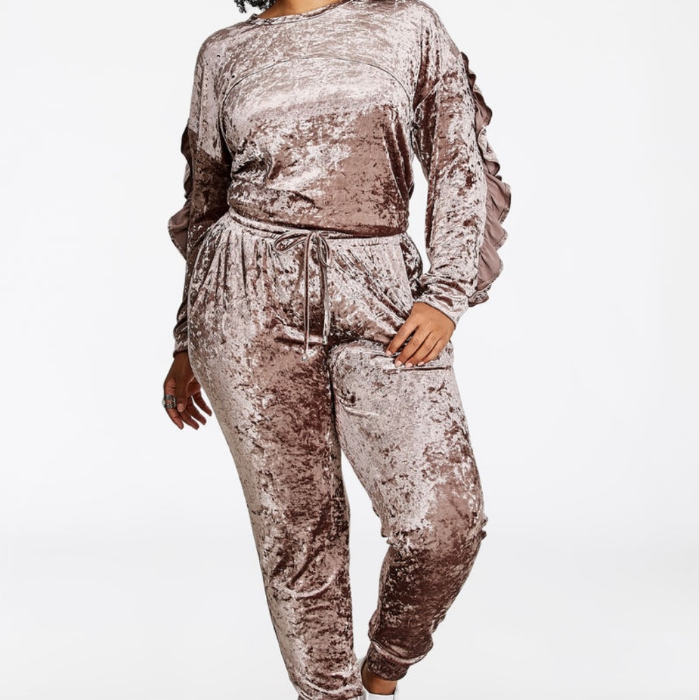 Ashley Stewart Velvet Jogger Set